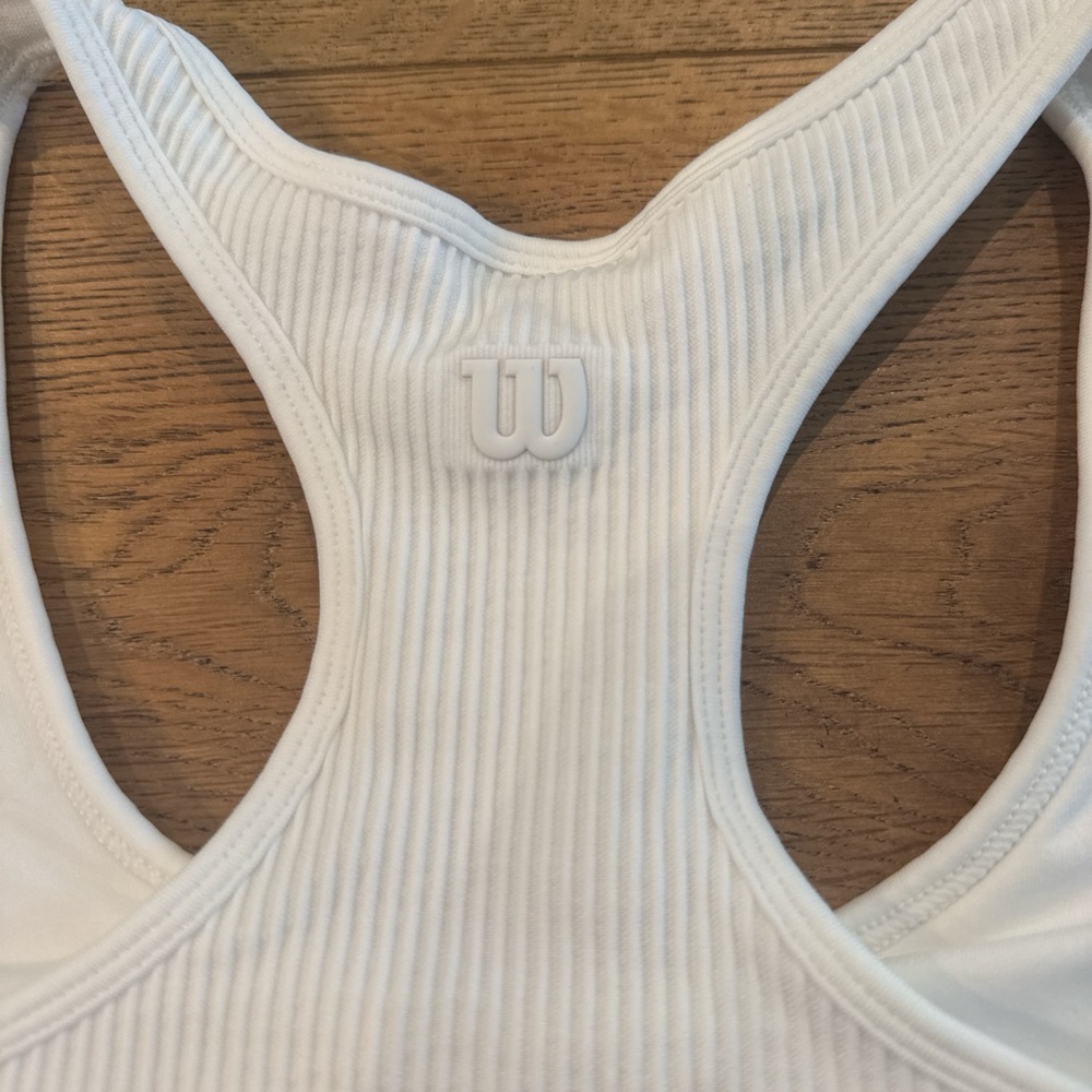 White Ribbed Racerback Tank Top - Picture 3 of 3